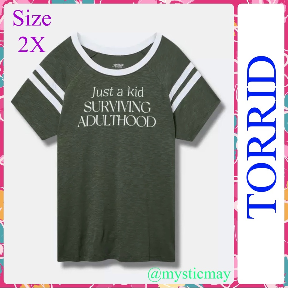 TORRID Surviving Adult Vintage Slub Jersey Boat Neck Tee Shirt Size 2X